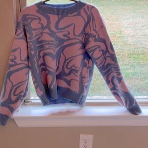 EUC blue and pink swirl design sweater size small